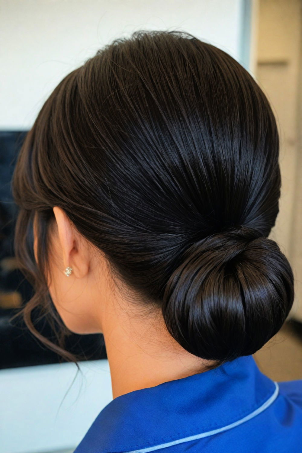 classic low bun hairstyle for effortlessly chic look
