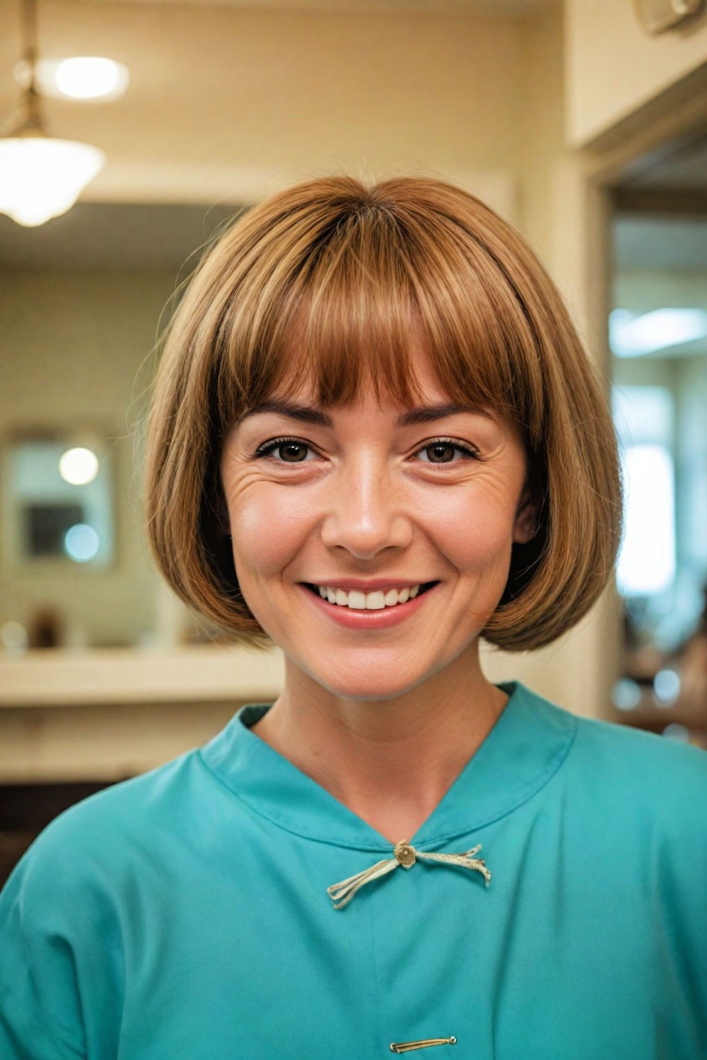 classic pageboy hairstyle for women over 60 with round face