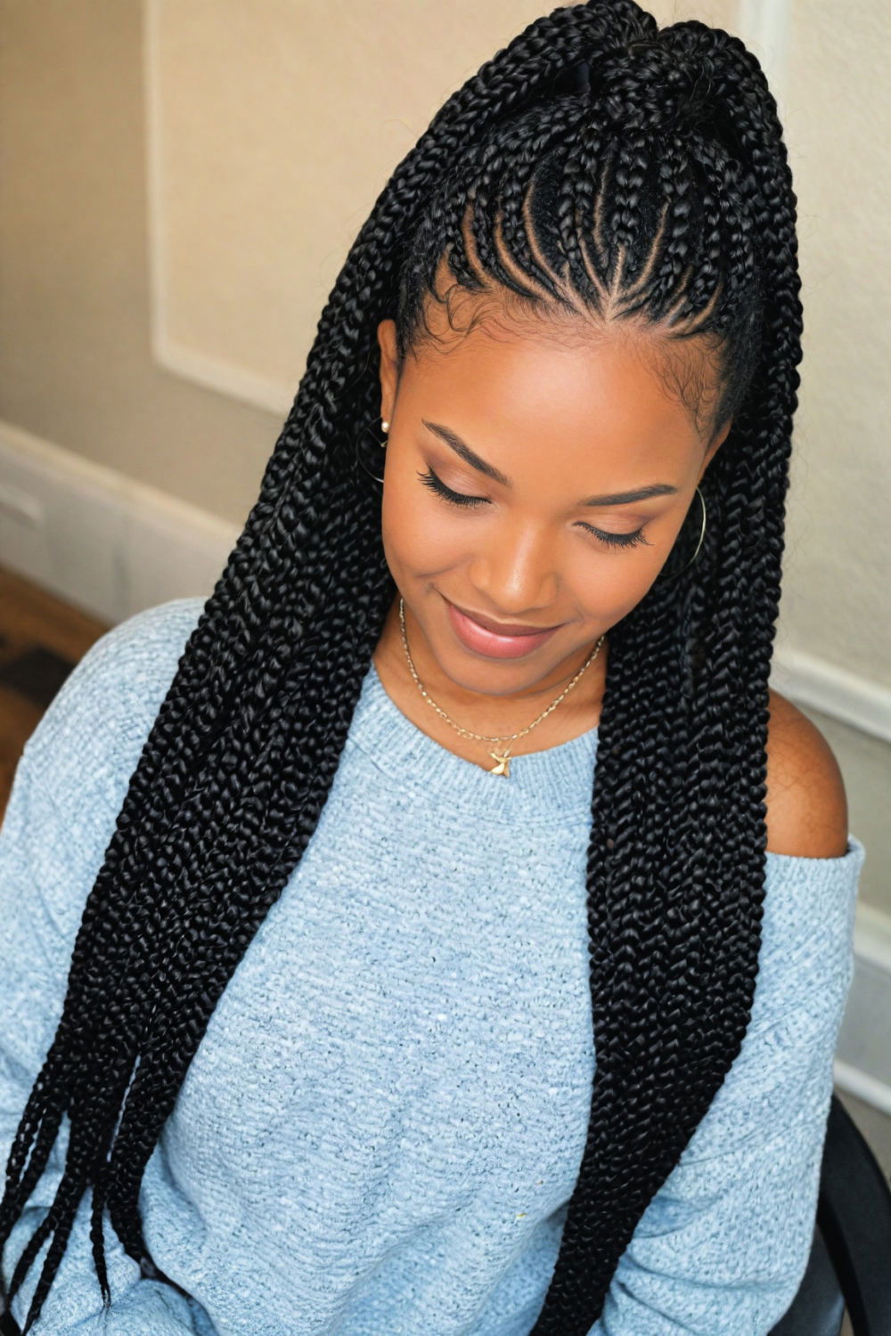 cornrows with box braids hairstyle