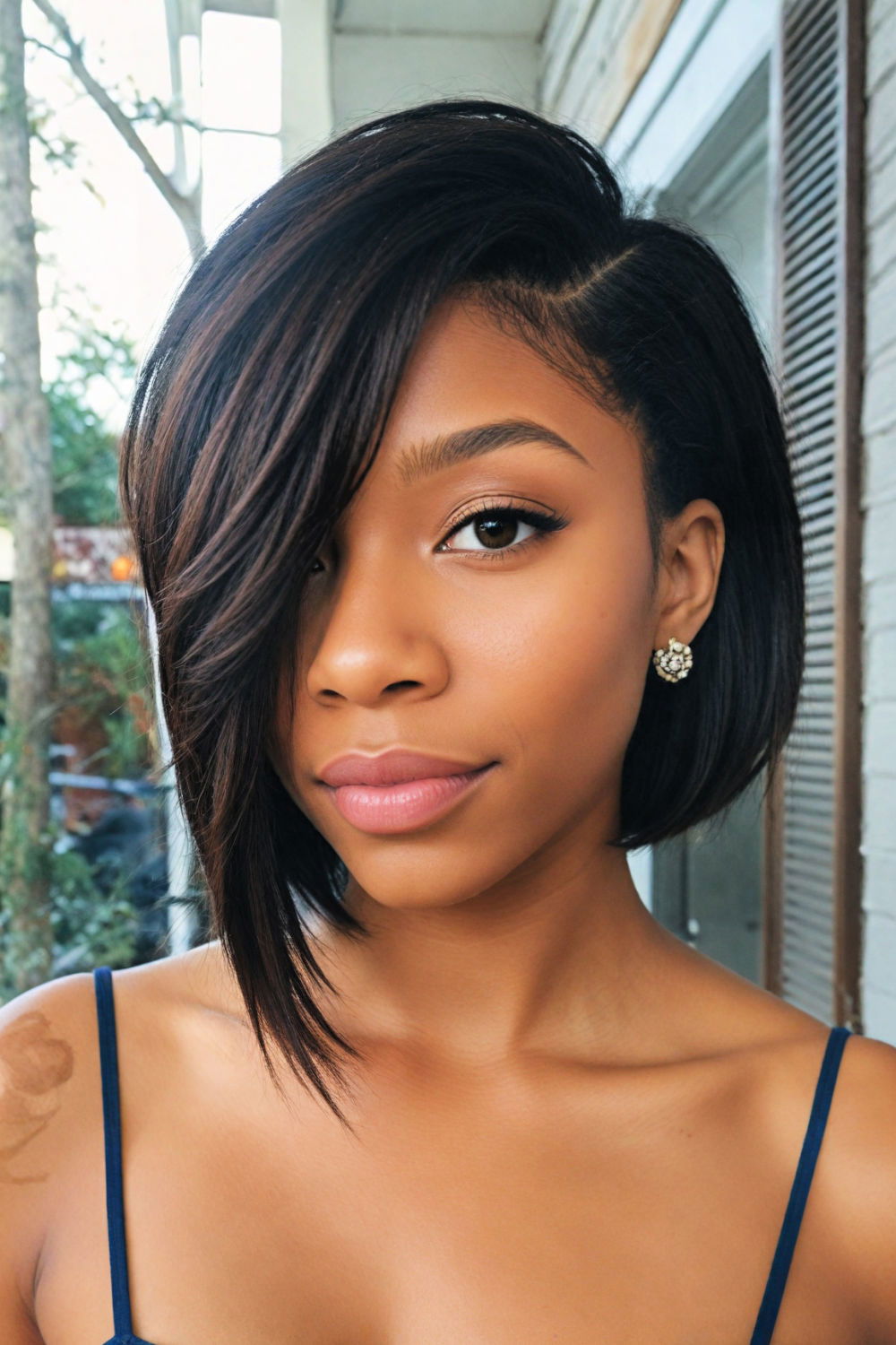 creative and unique asymmetrical sew in hairstyle