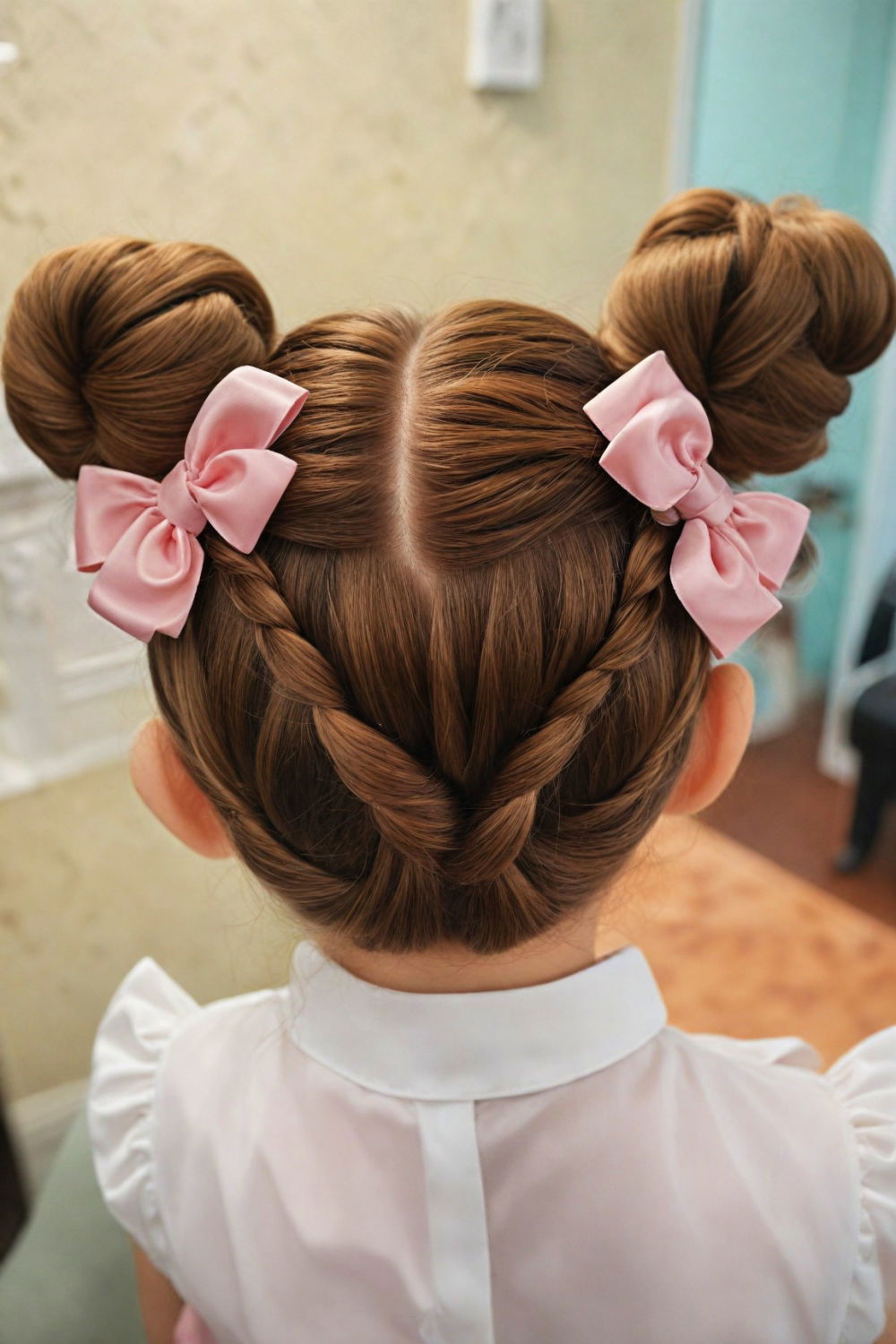 creative twisted updo with satin bows hairstyle