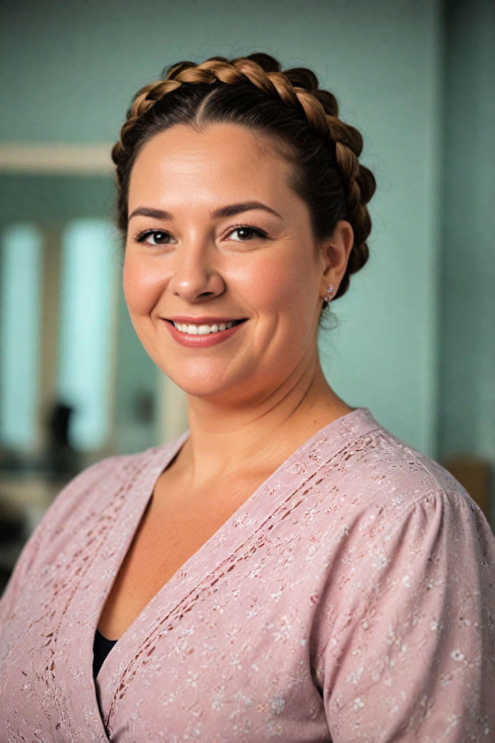 crown braid hairstyle for over 50 and overweight