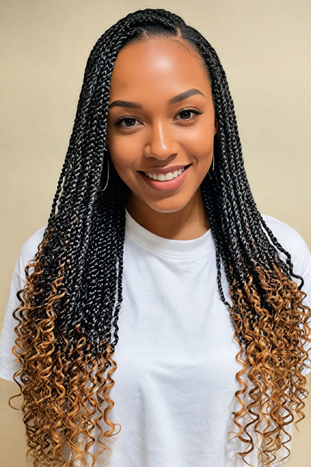 curly ends knotless braids hairstyle