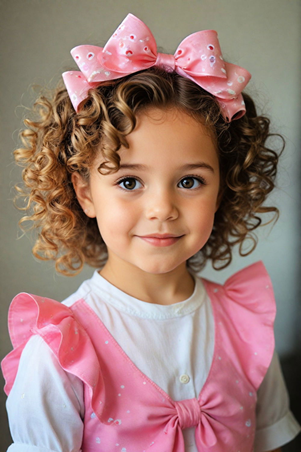 curly hair with bows hairstyle for toddler girl