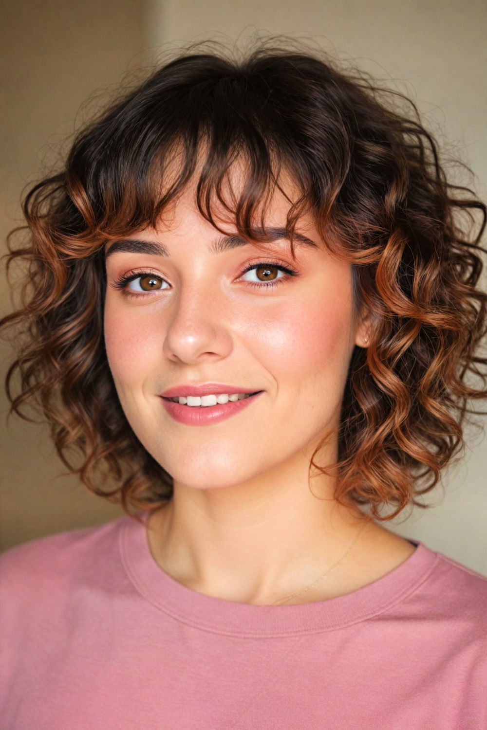 curly lob with bangs hairstyle