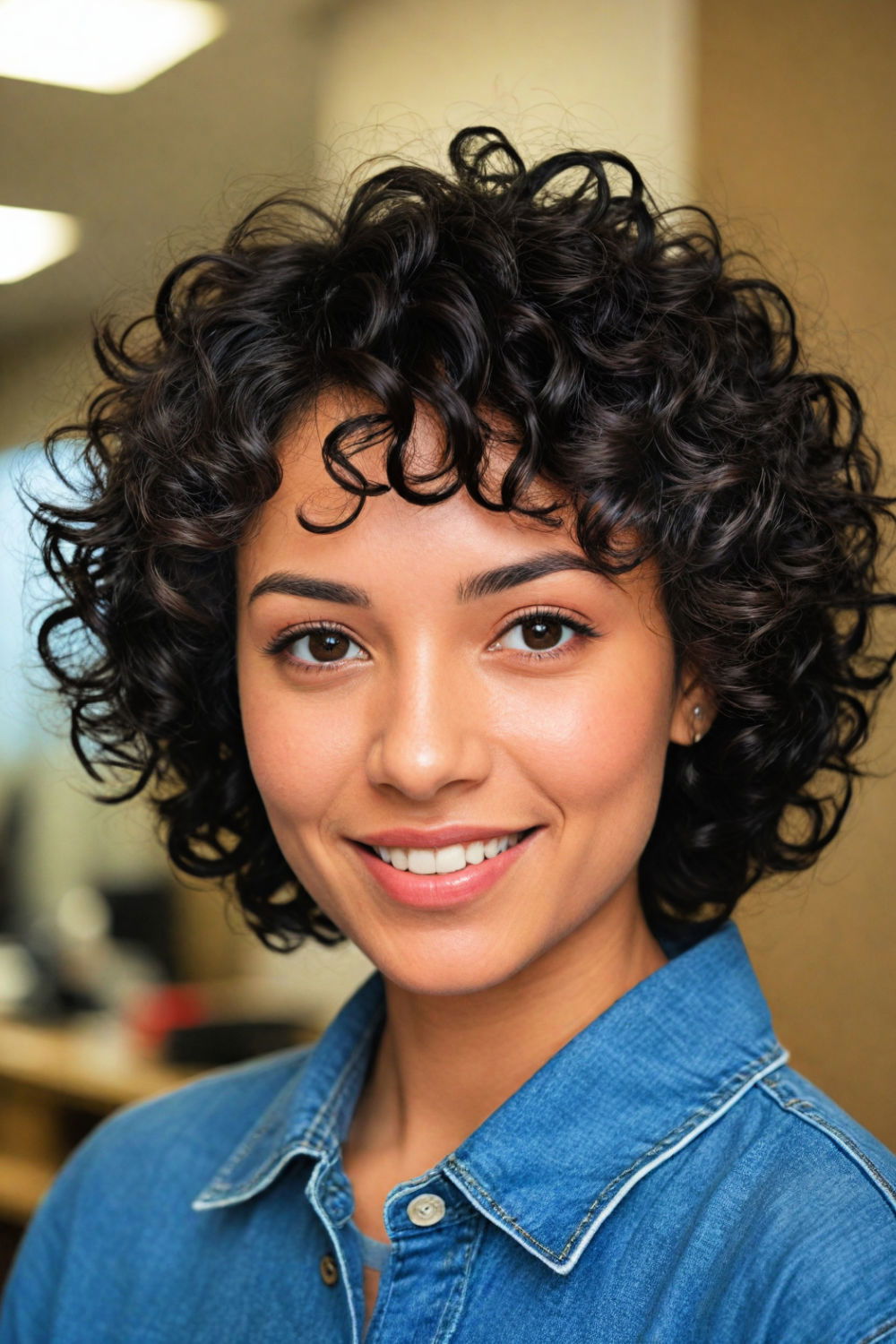 curly short layers hairstyle