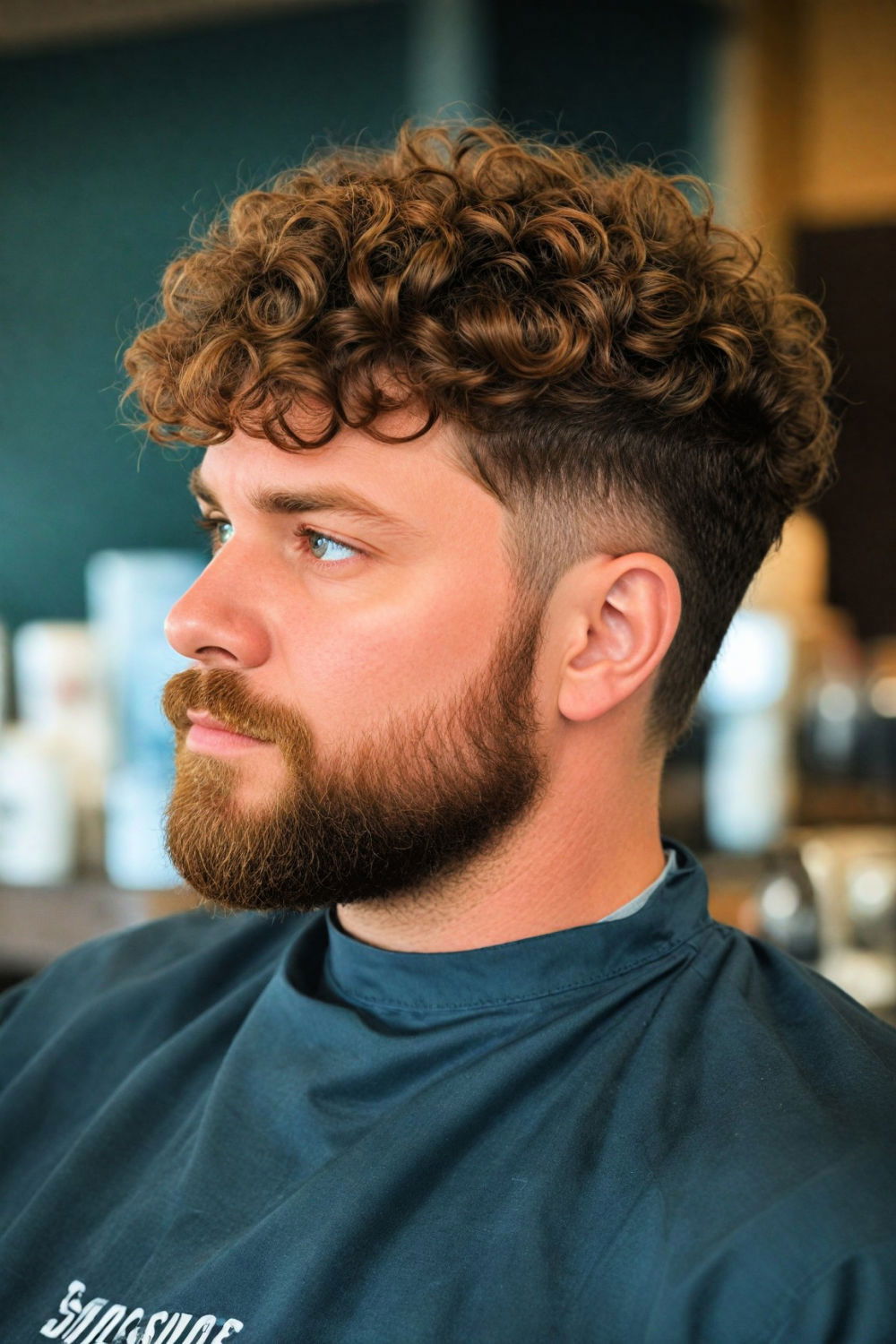 curly top fade hairstyle for round face men