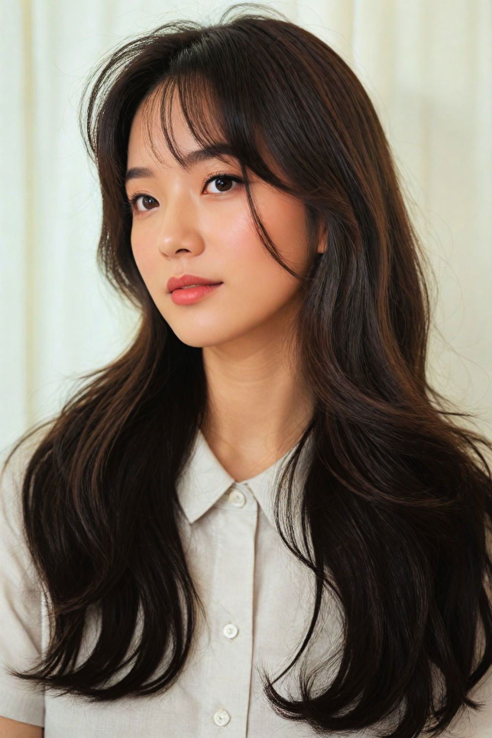curtain bangs korean hairstyle for women