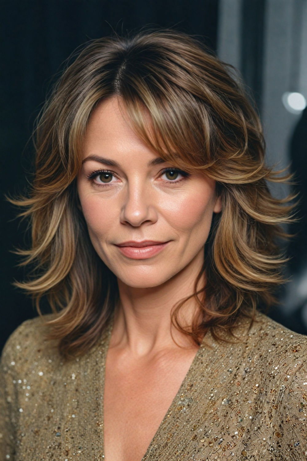 curtain bangs with soft waves to create a romantic and youthful look