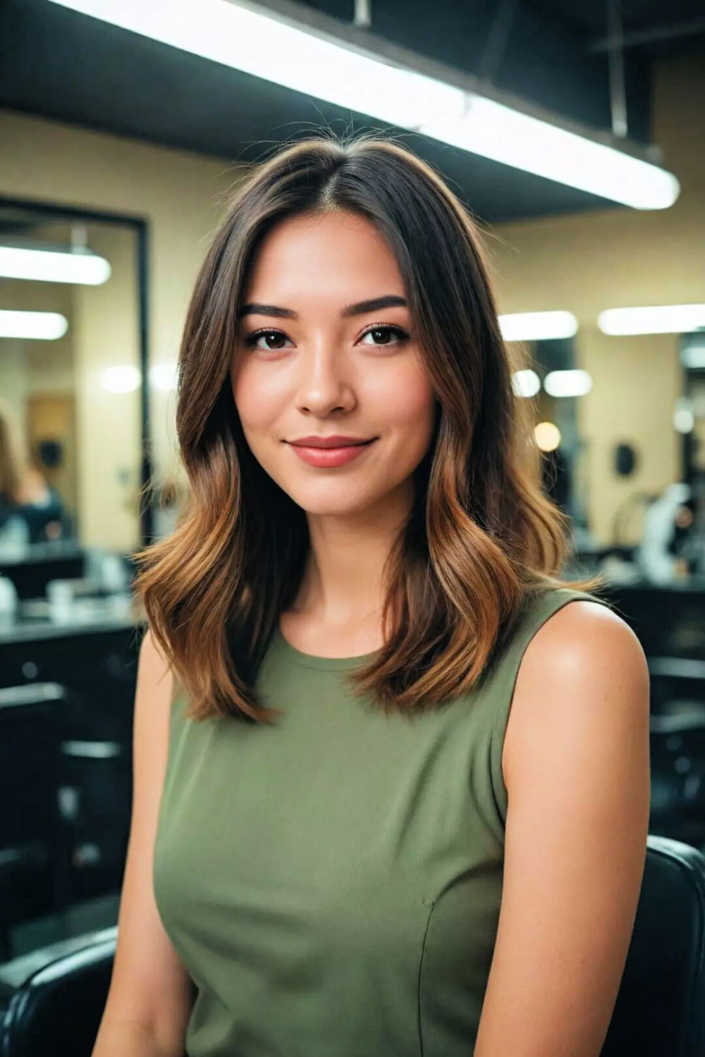 deep side part lob medium length hairstyle for thin hair
