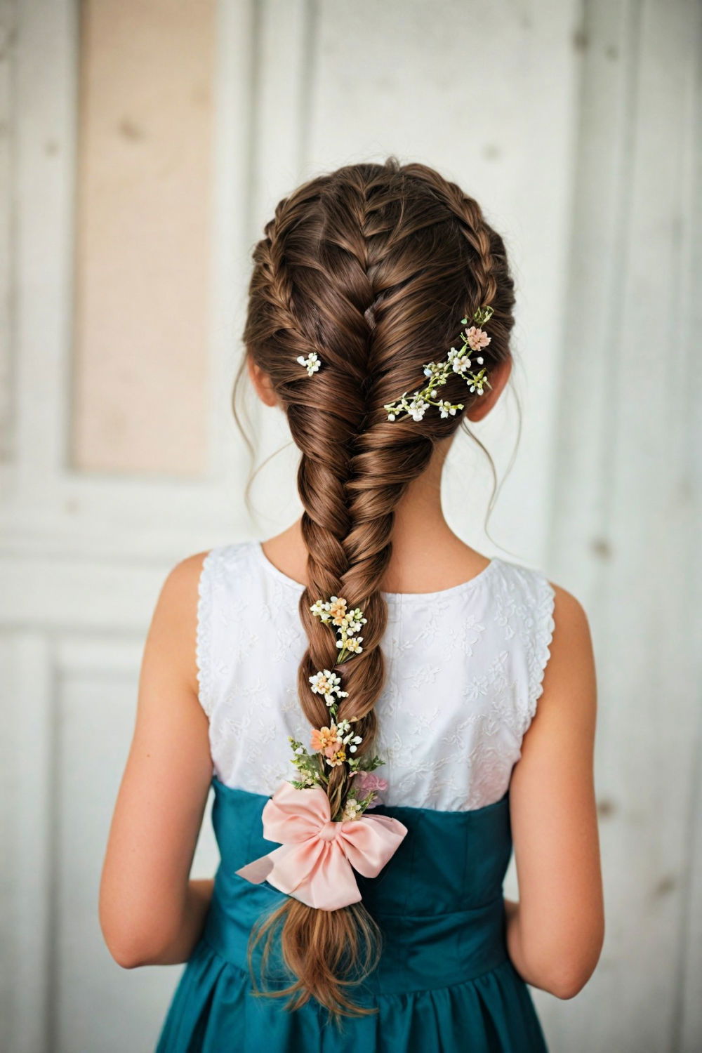 delightful fishtail braid with flowers