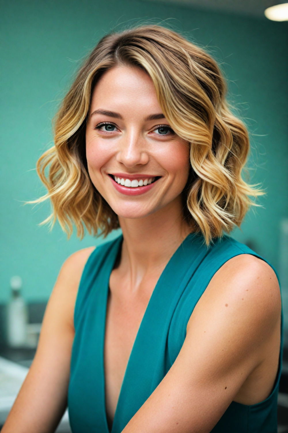 delightful layered bob for wavy hair