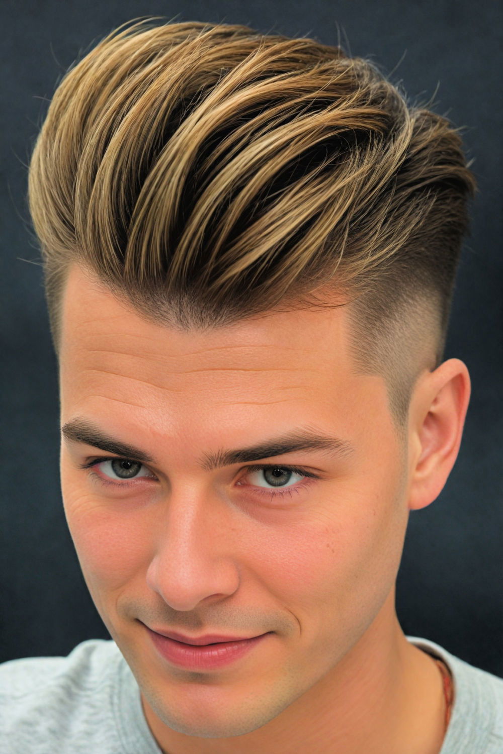 disconnected pompadour medium length hairstyle for men
