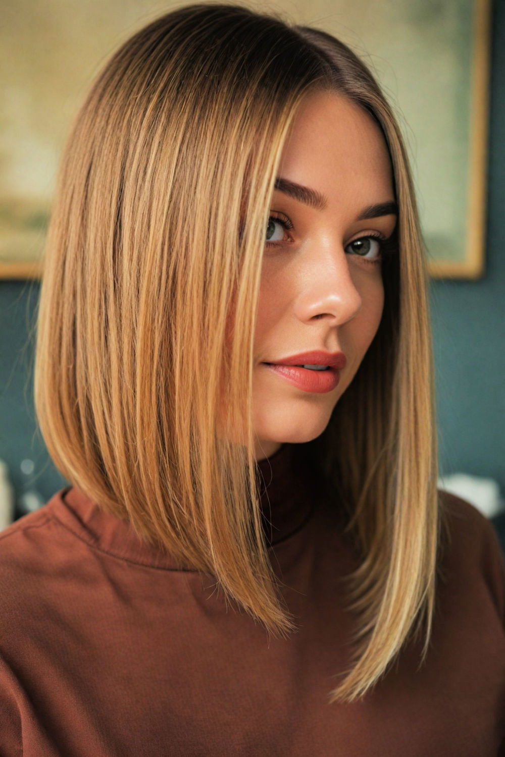 dynamic angled lob aesthetic hairstyle