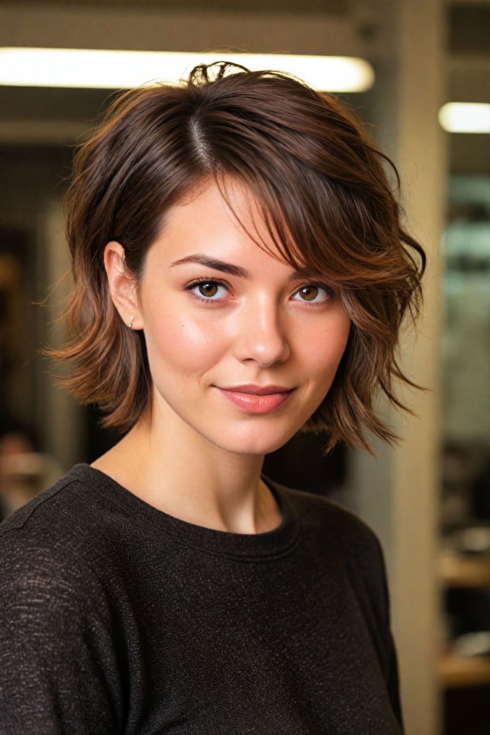 easily manageable layered crop haircut