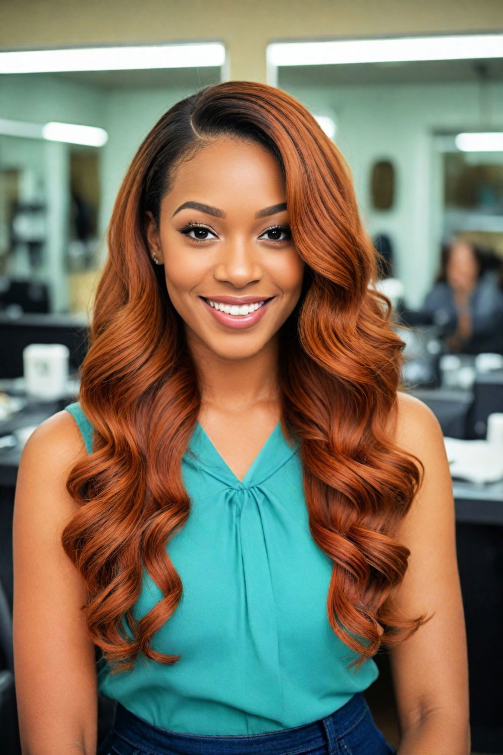 easy copper tone sew in hairstyle