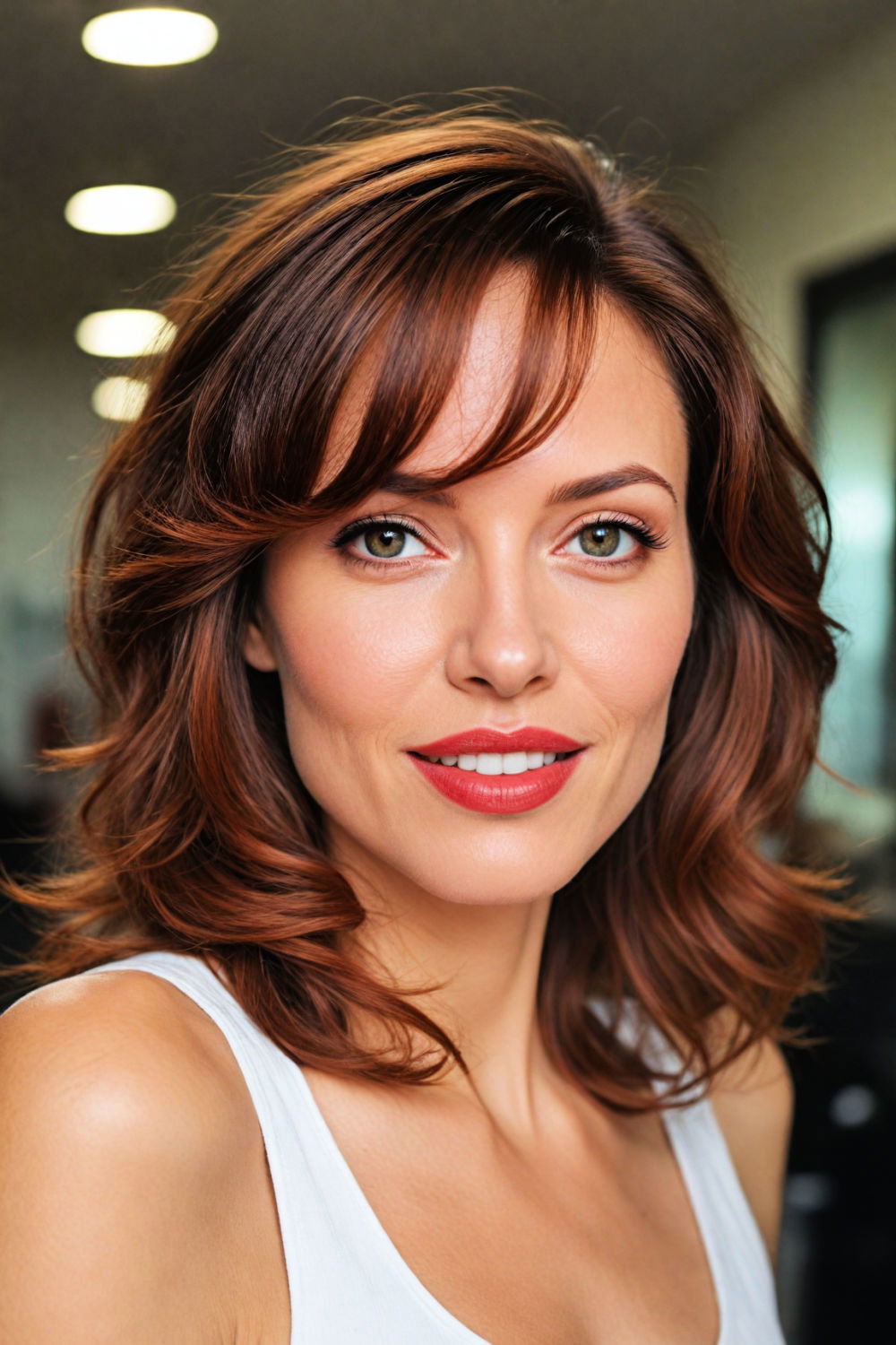 easy to manage side swept bangs hairstyle