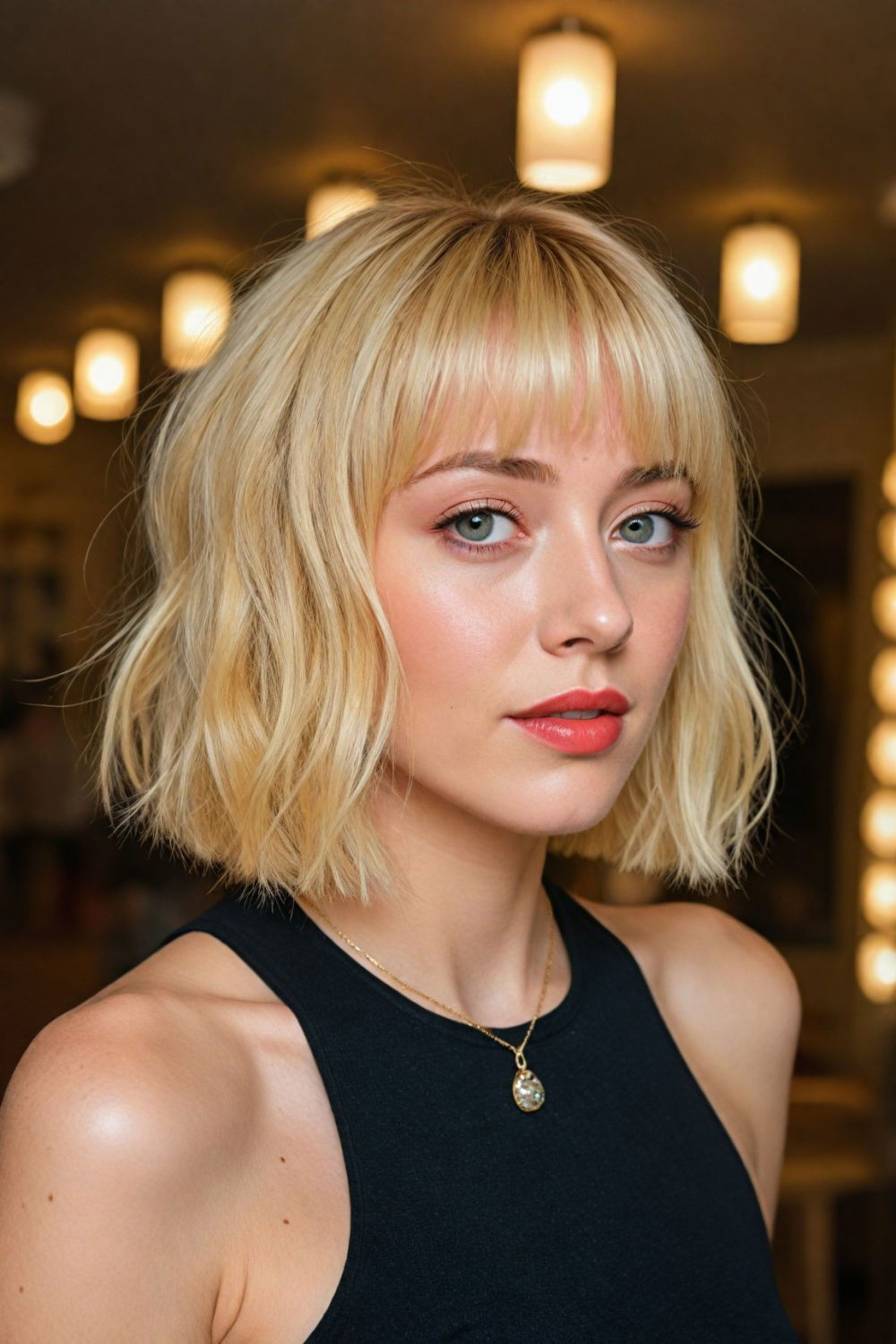 effortless yet fashionable bob with bangs haircut