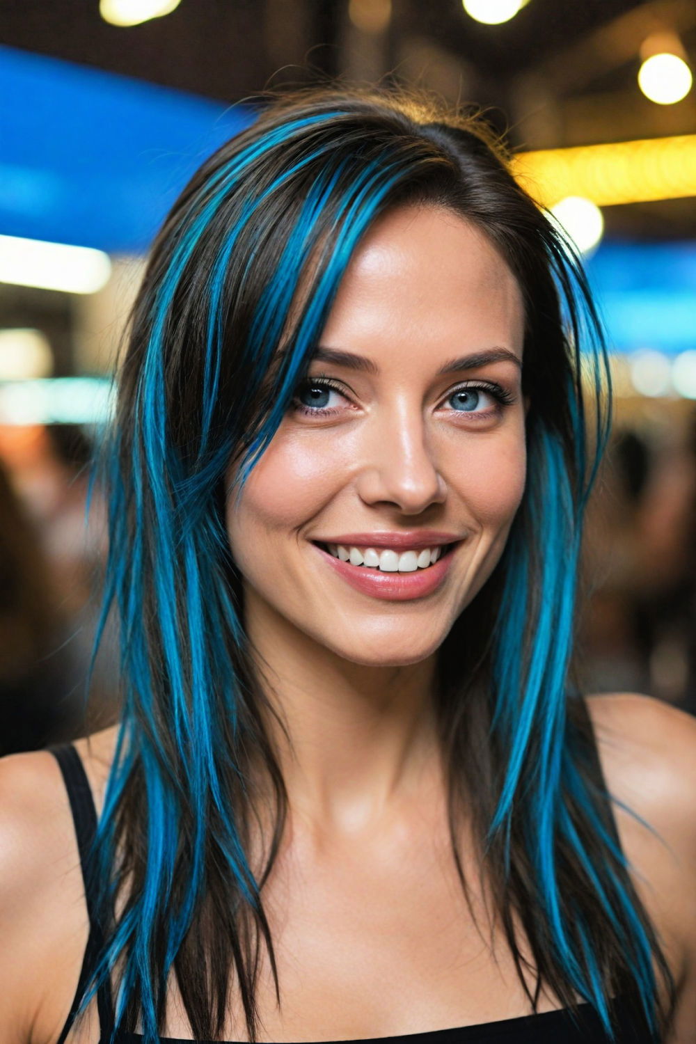 electric blue streaks hairstyle