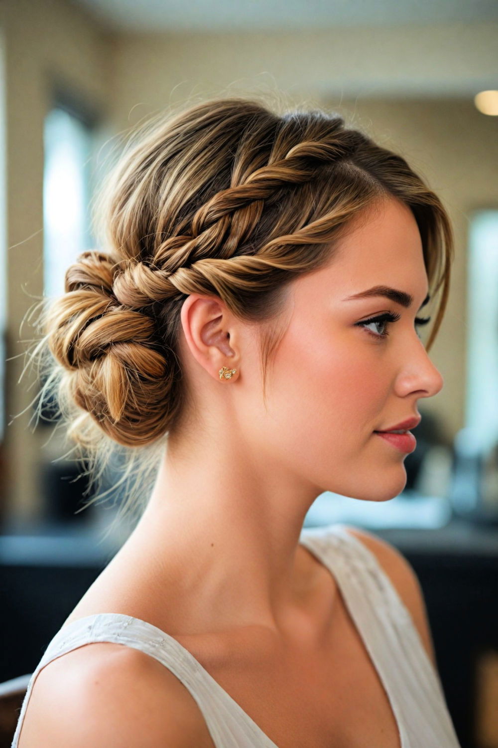 elegant and functional braided updo hairstyle