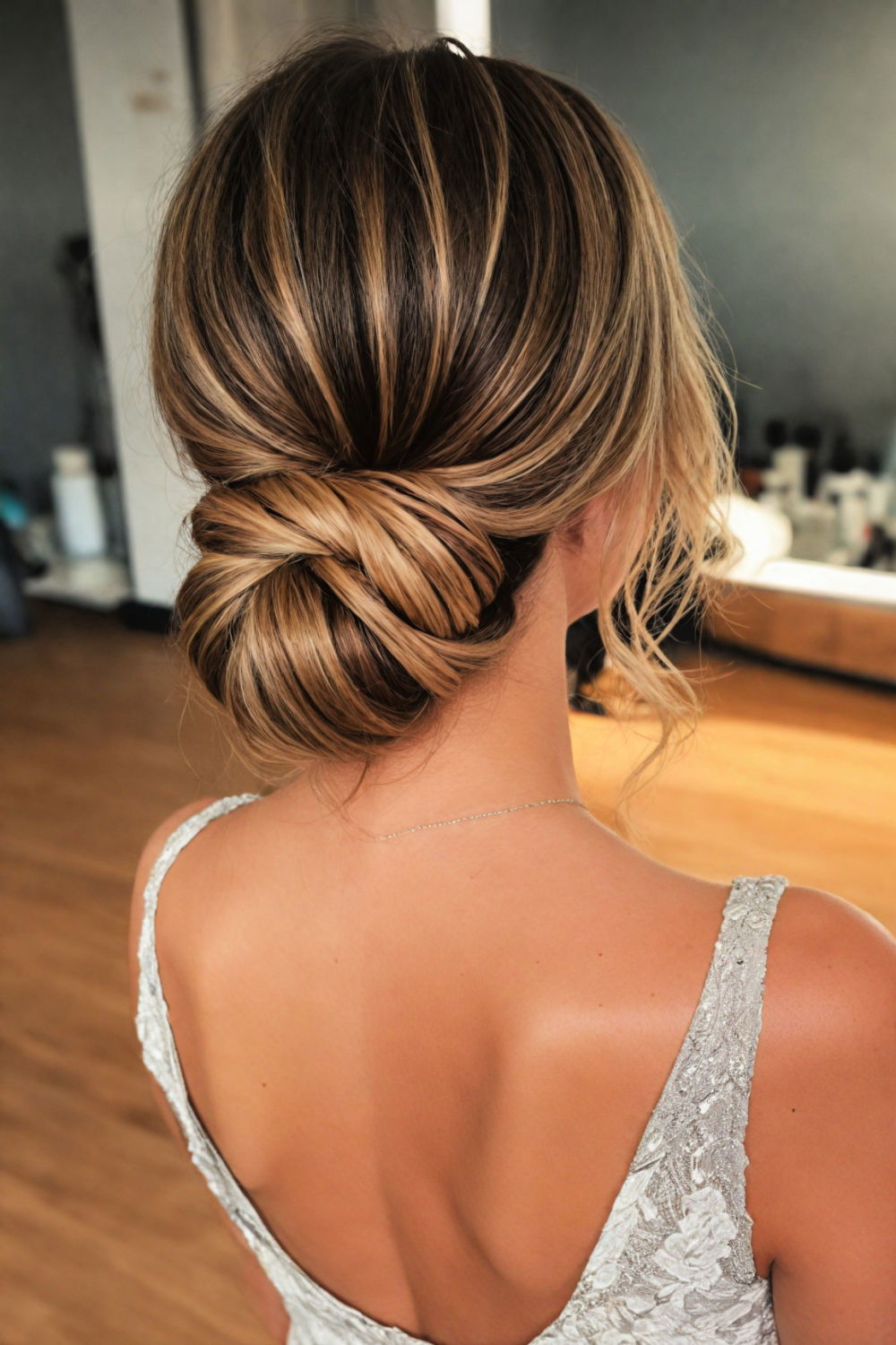 elegant low bun for thick hair