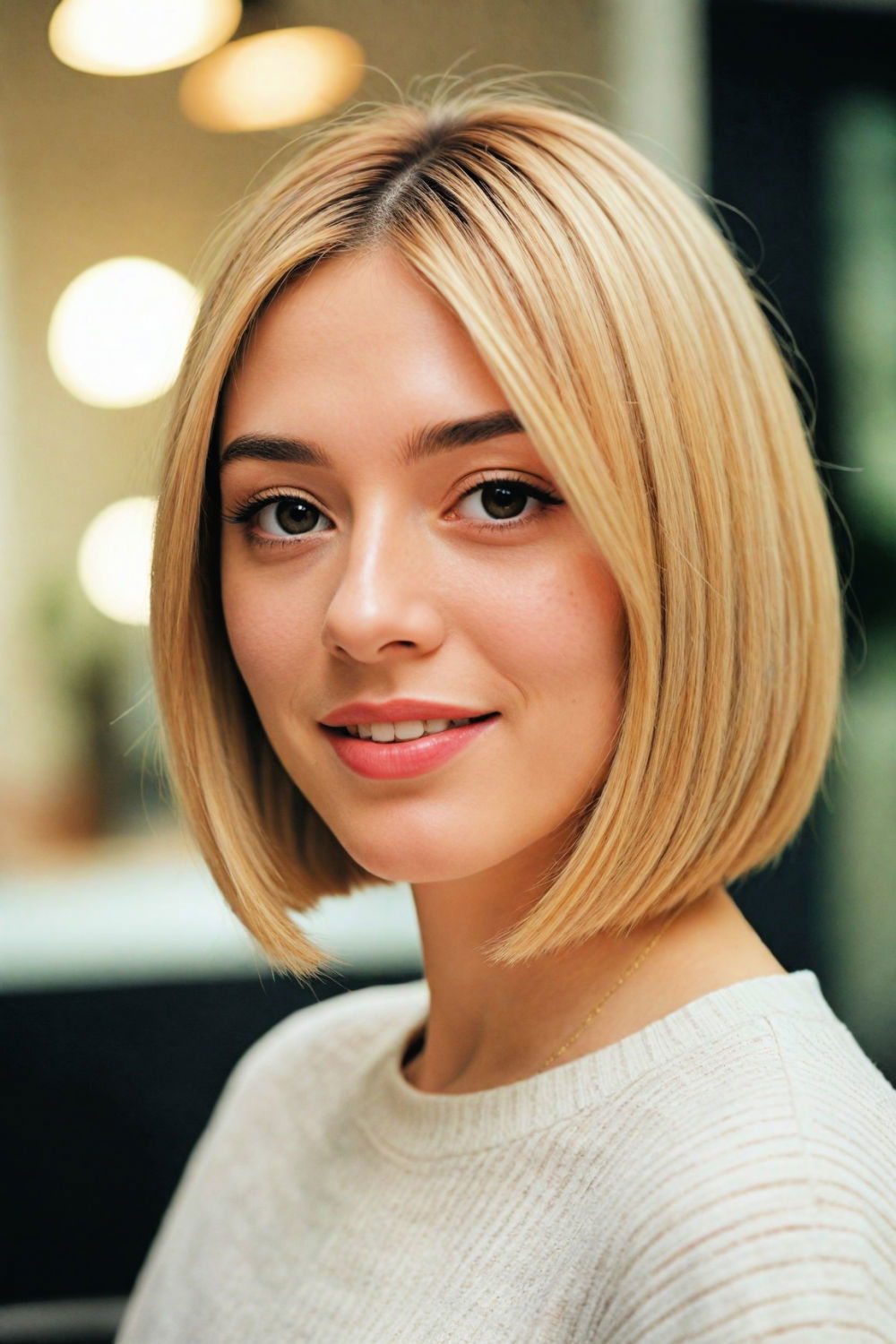 elegant sleek straight bob haircut