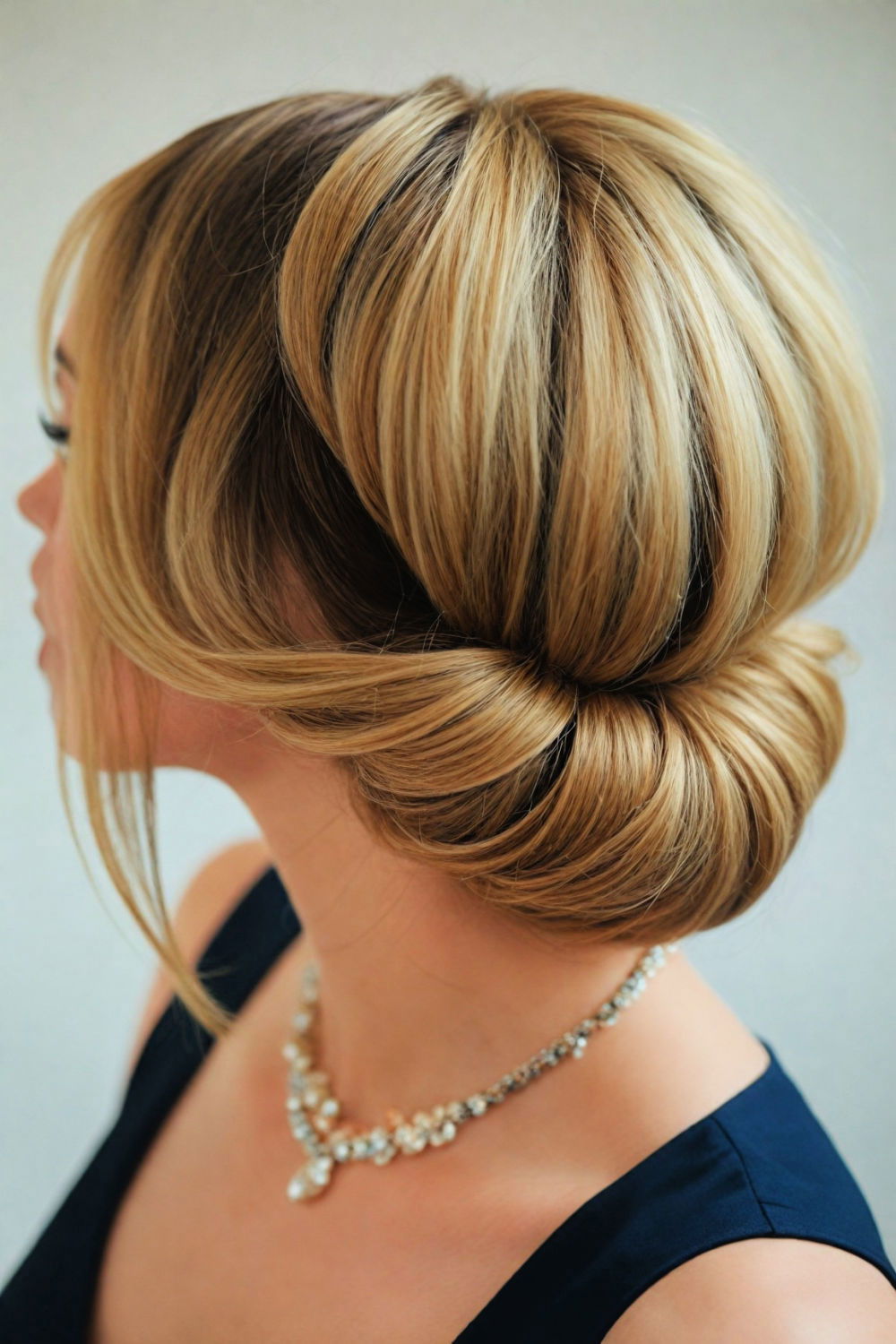 elegant tuck and roll hairstyle