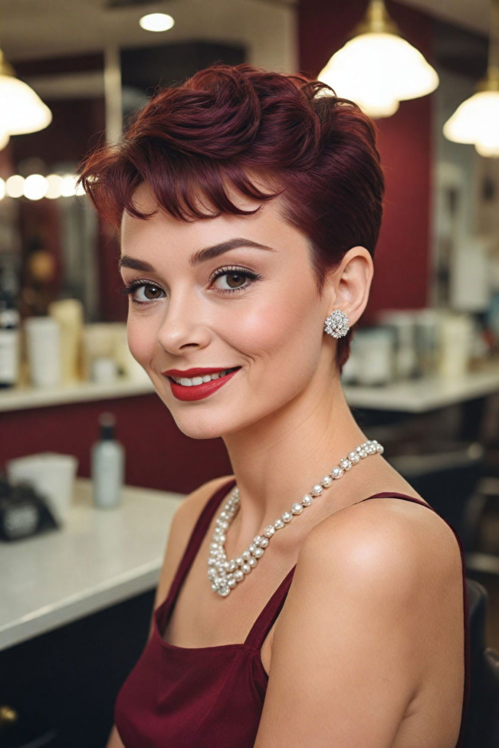 eye catching pompadour pixie cut
