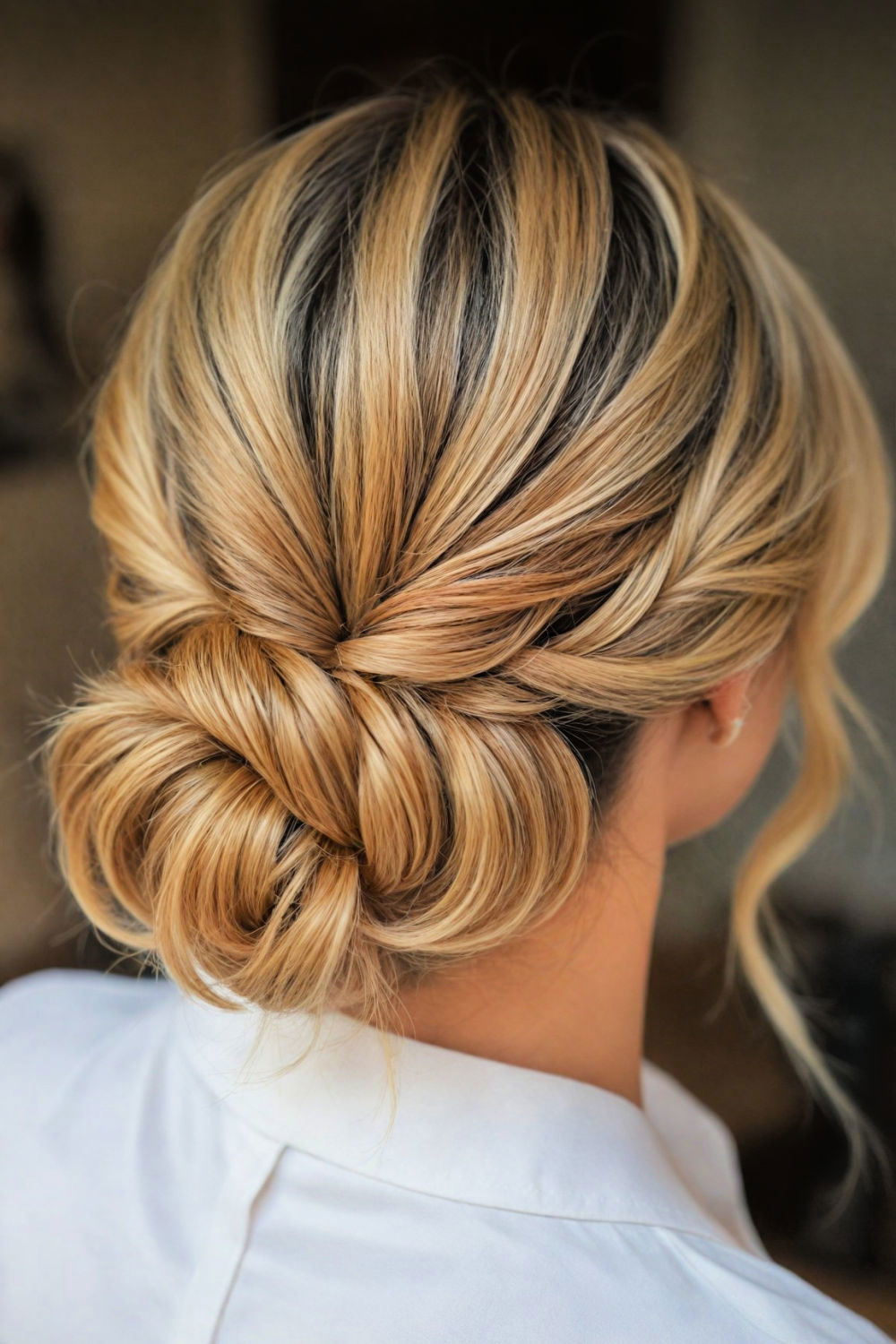 fabulous twisted low bun hairstyle