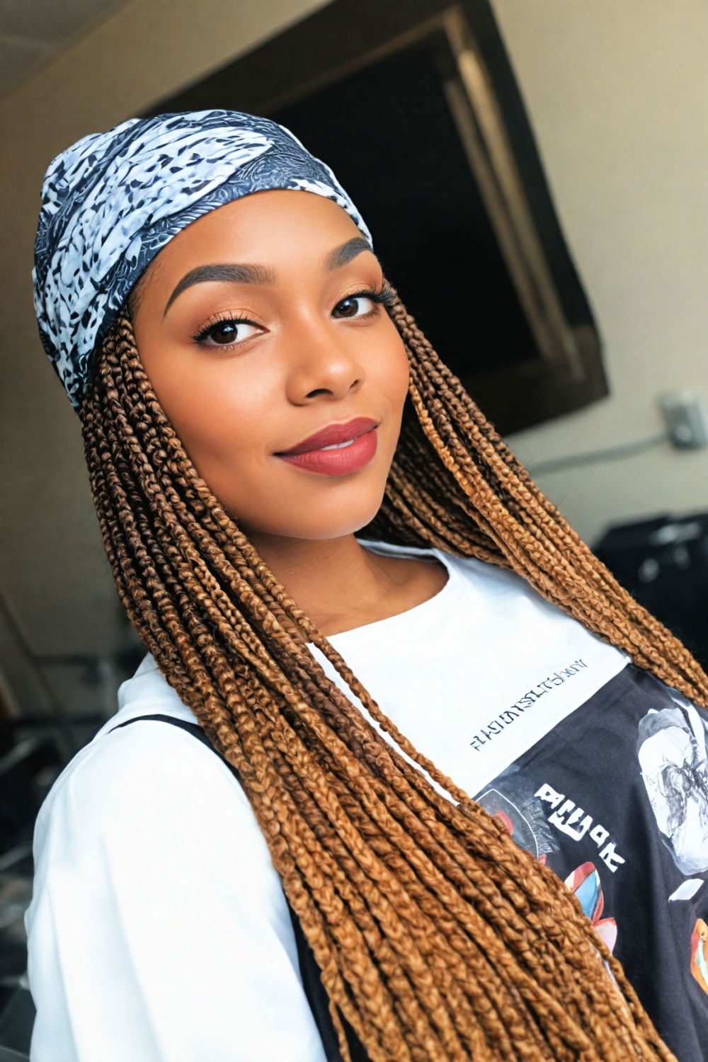 fantastic box braids with scarf