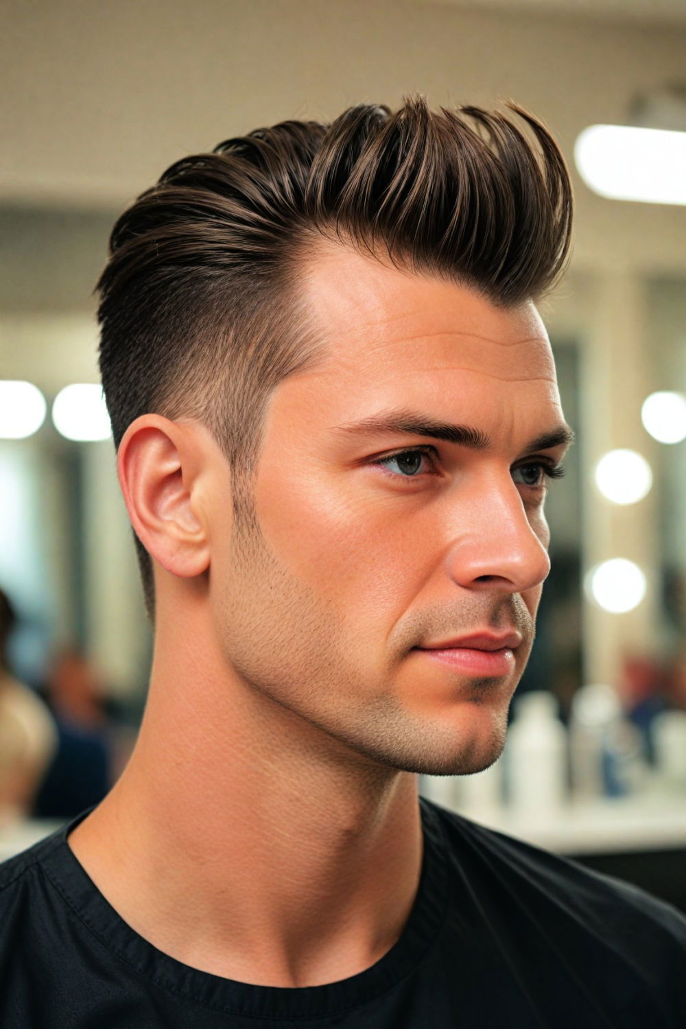 faux hawk slick back hairstyle for men