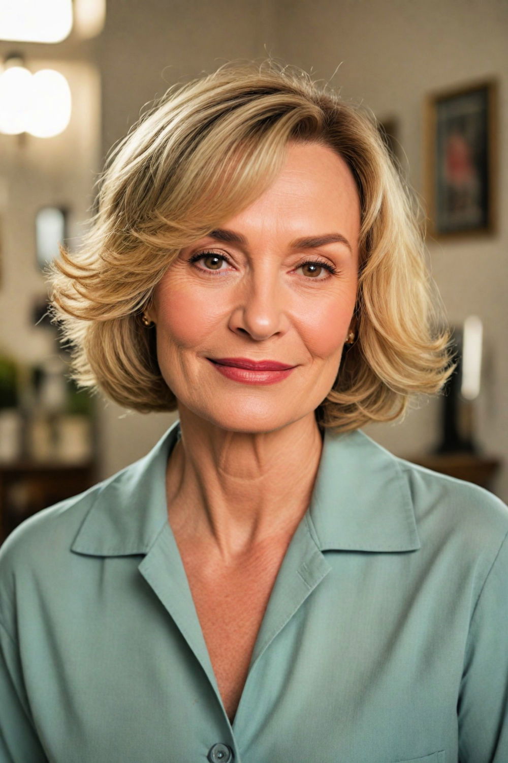 feathered bob for older women with finer hair