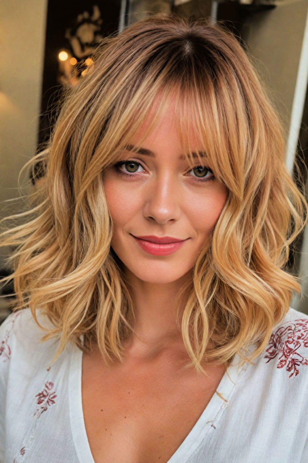 feathered mid length hairstyle