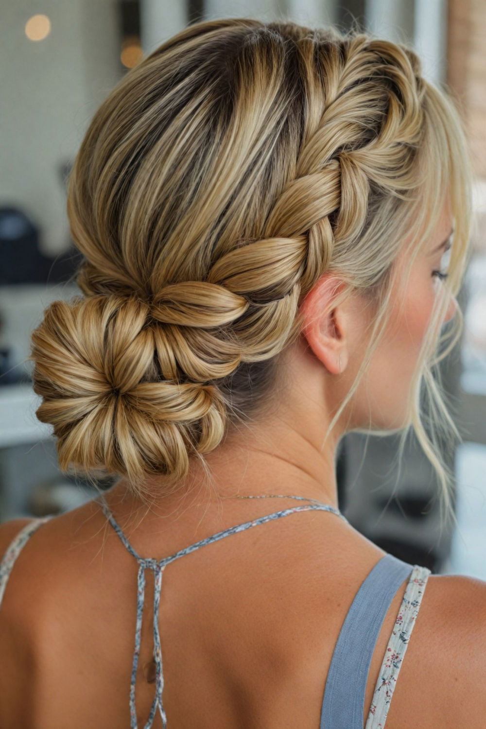 french braid bun hairstyle