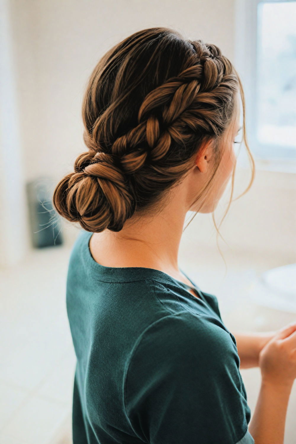 french braid bun sporty hairstyle