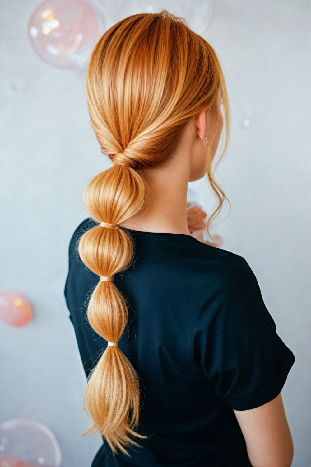 fun and eye catching bubble ponytail hairstyle