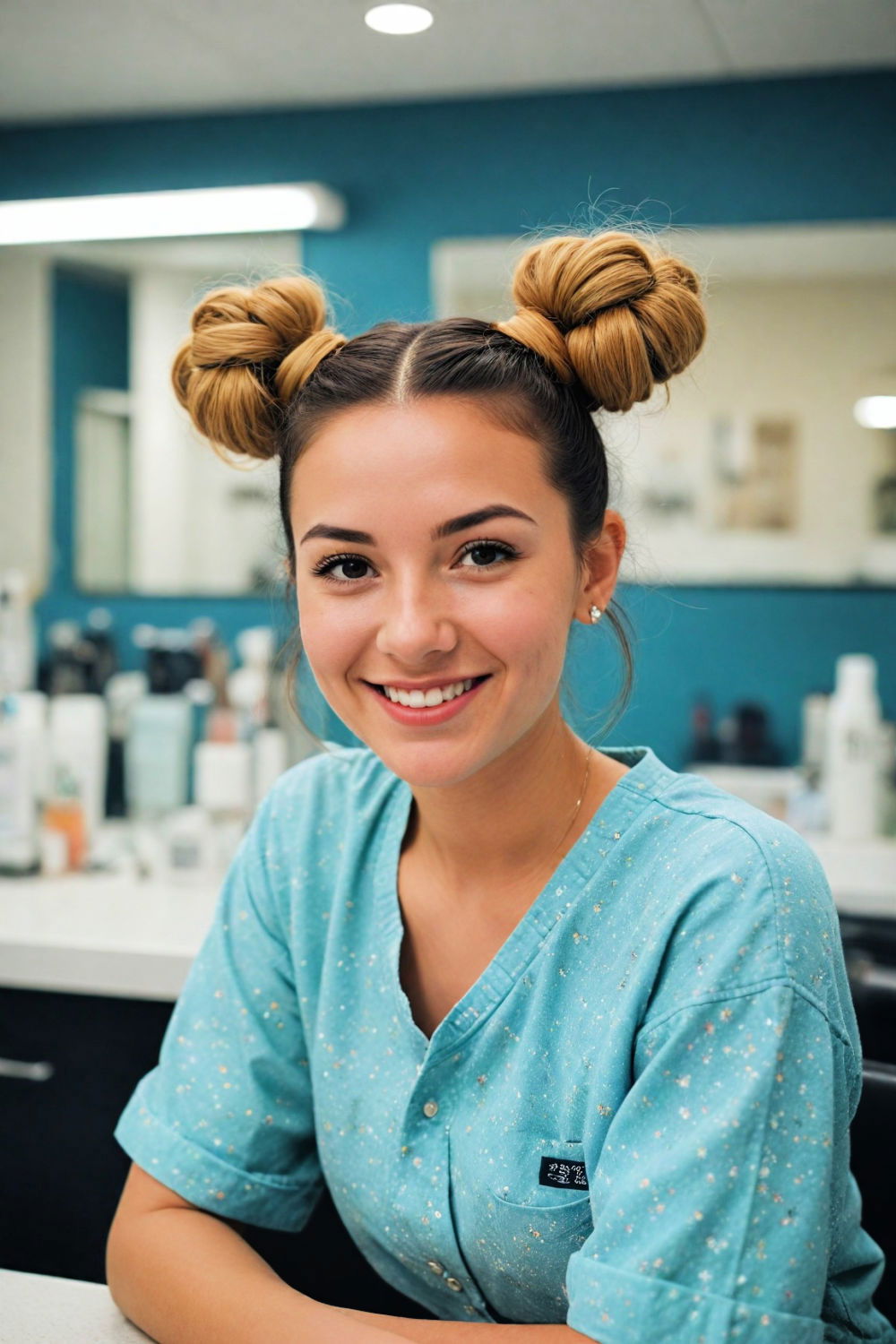 fun and quirky space buns hairstyle