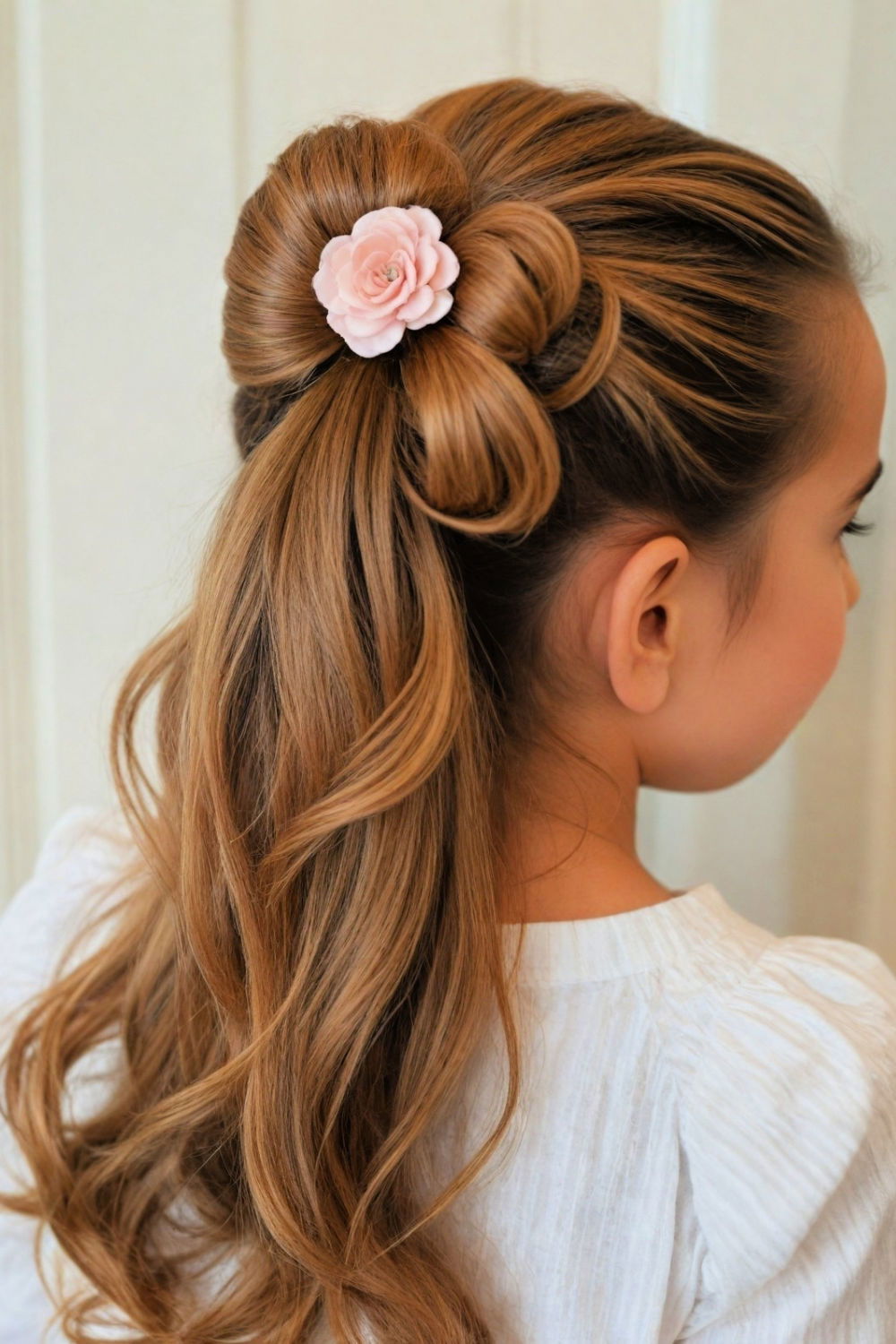half up flower bun hairstyle