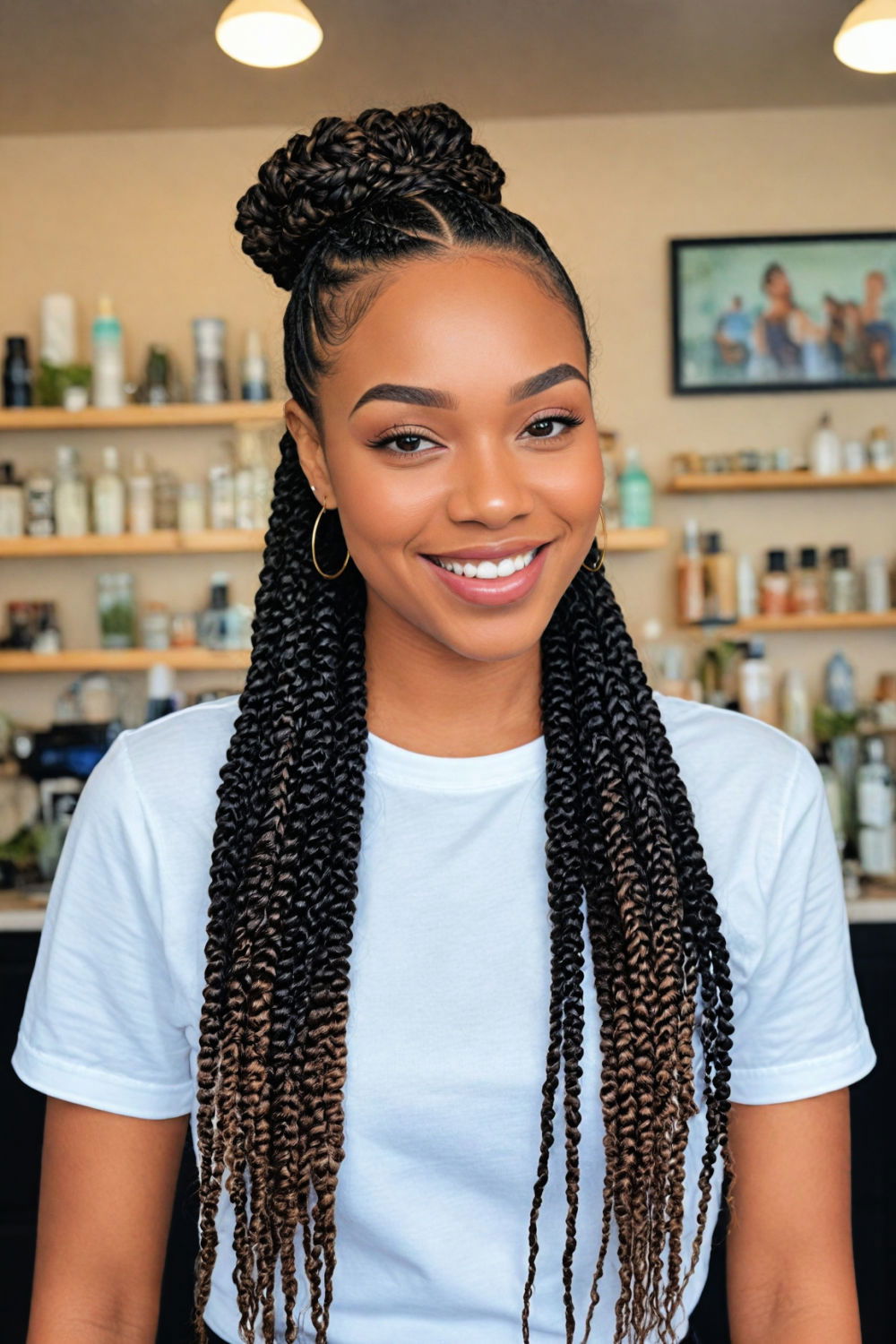 half up knotless braids with curls