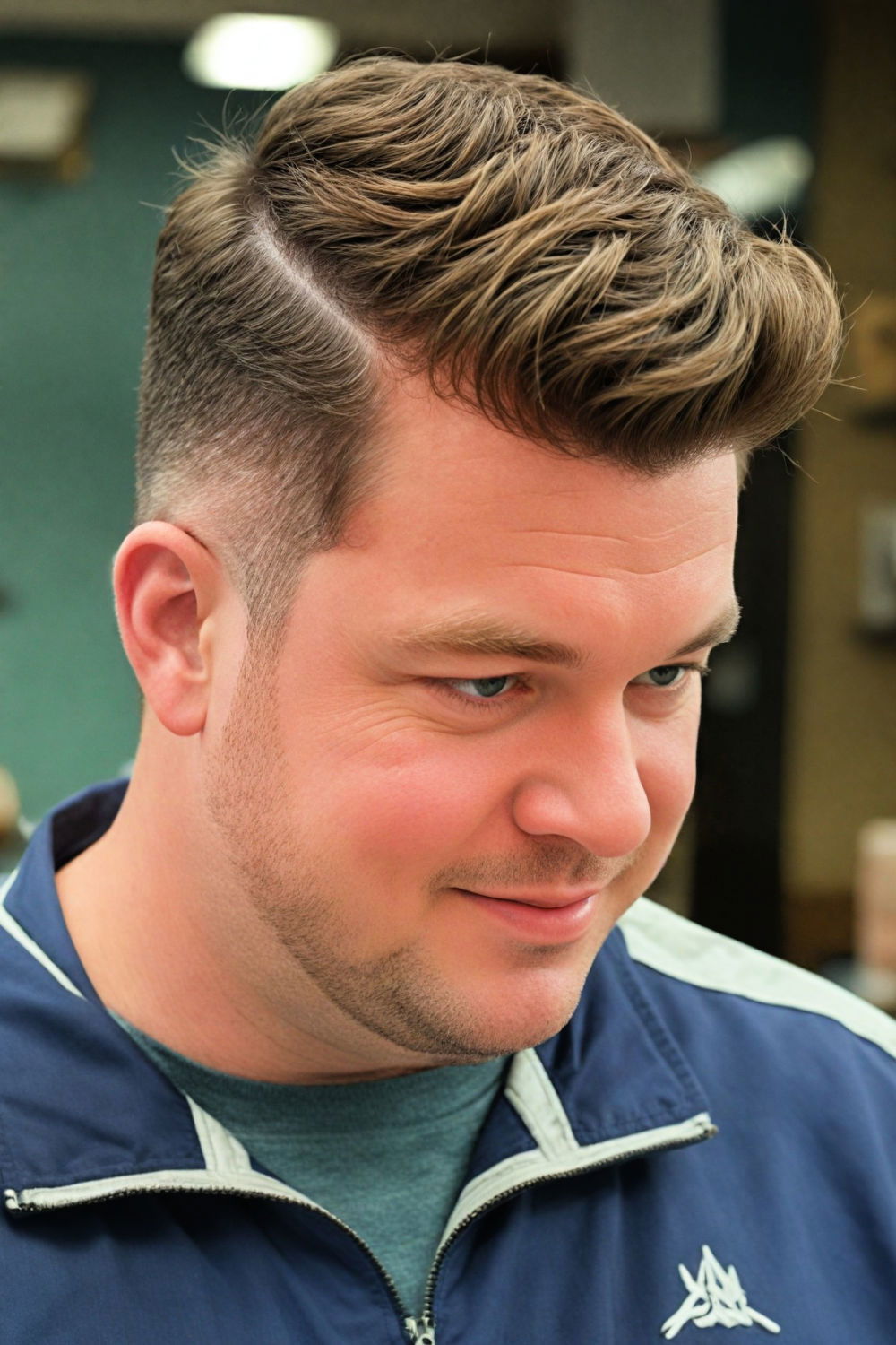 hard part haircut for round faces men