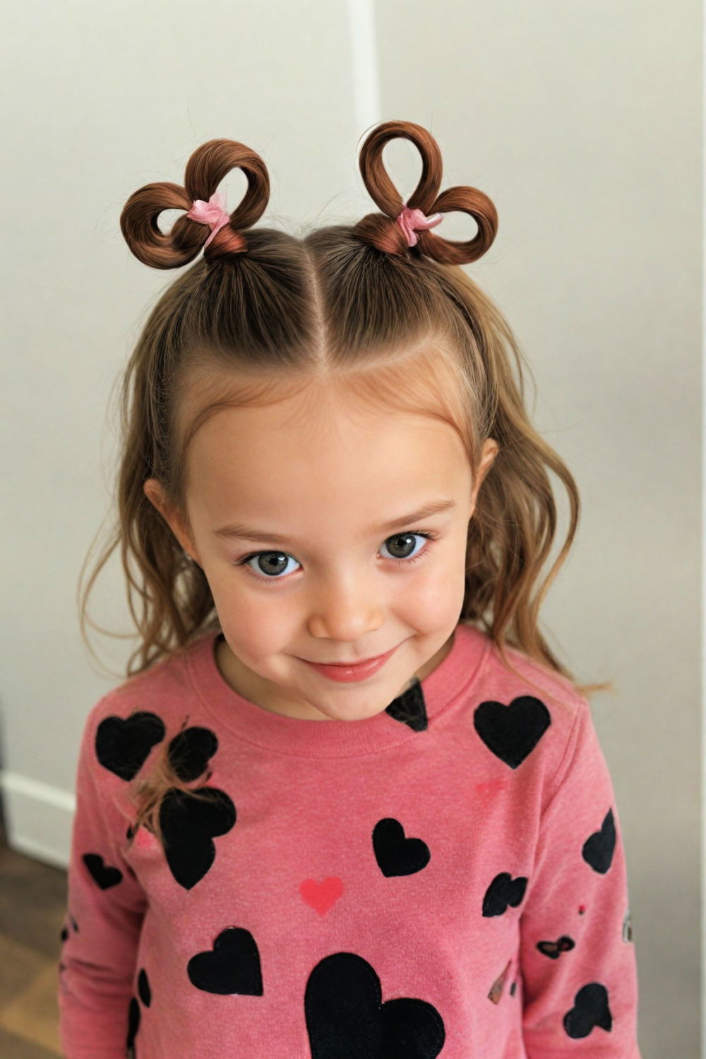 heart pigtails hairstyle for toddler girl