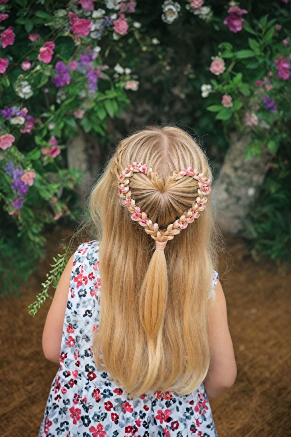 heart shaped half up braid hairstyle