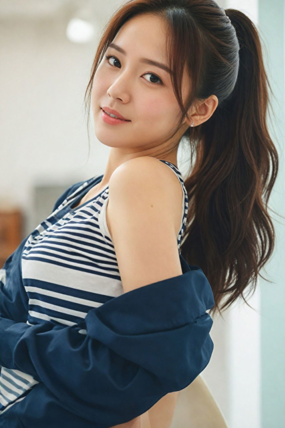 high ponytail korean hairstyle for women