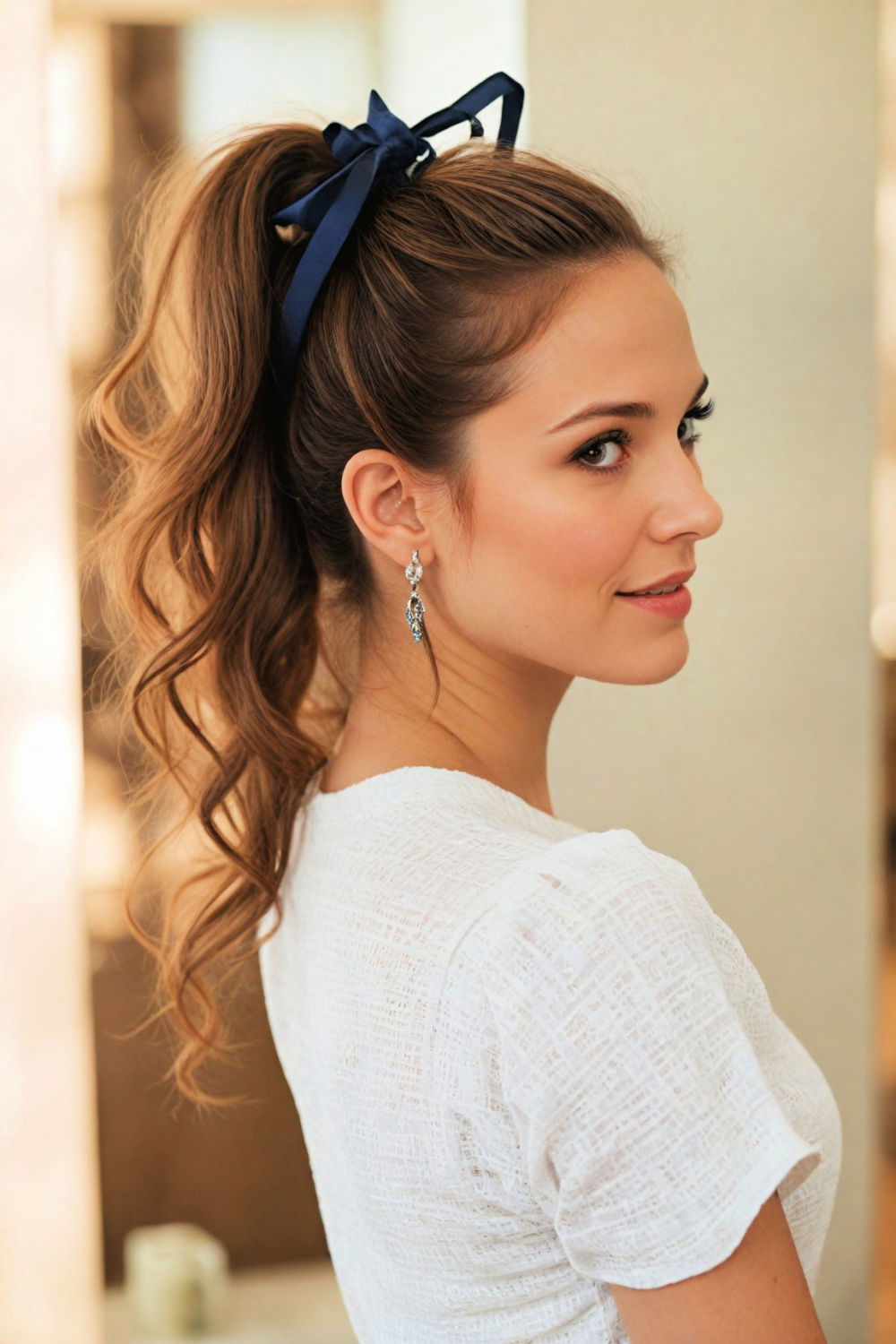 high ponytail with ribbons rave hairstyle