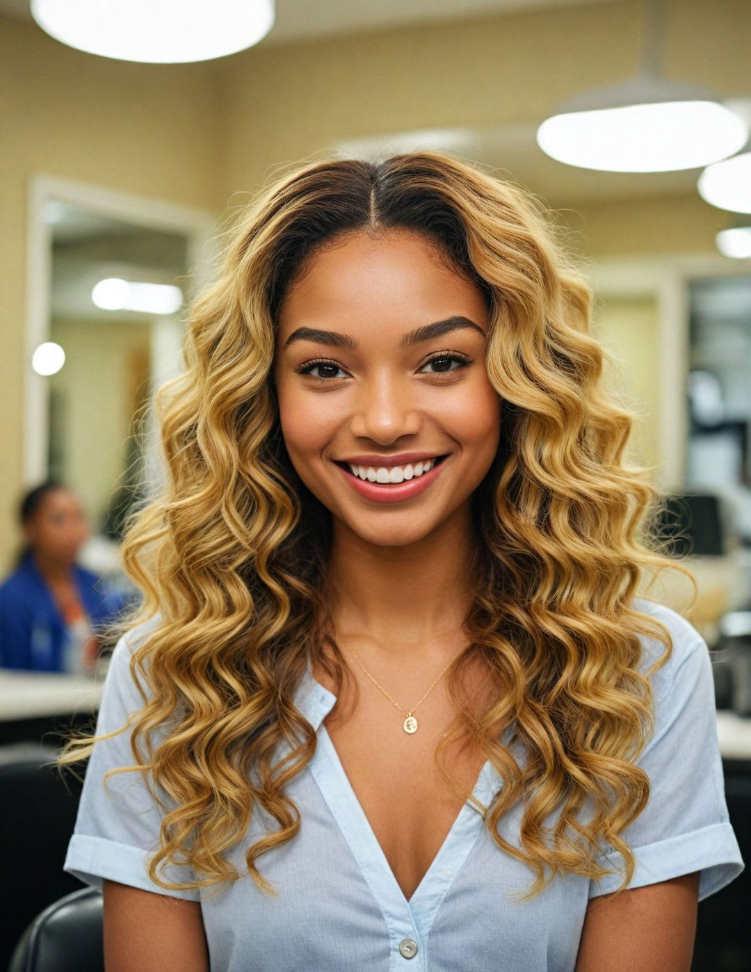 honey blonde sew in hairstyle