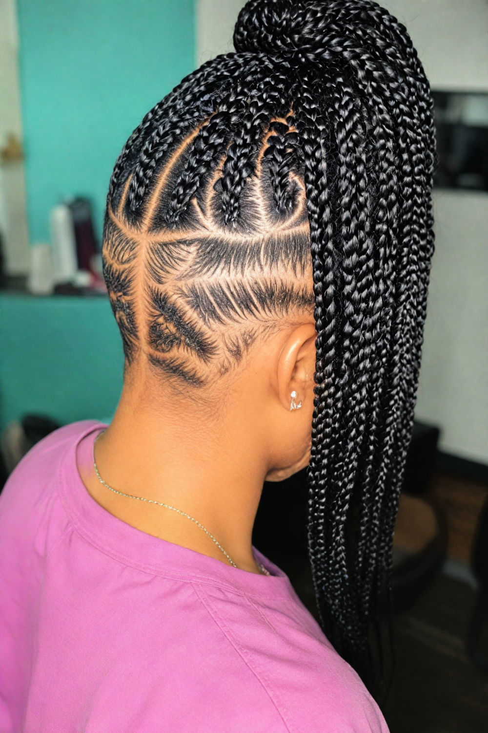 knotless braids with undercut hairstyle