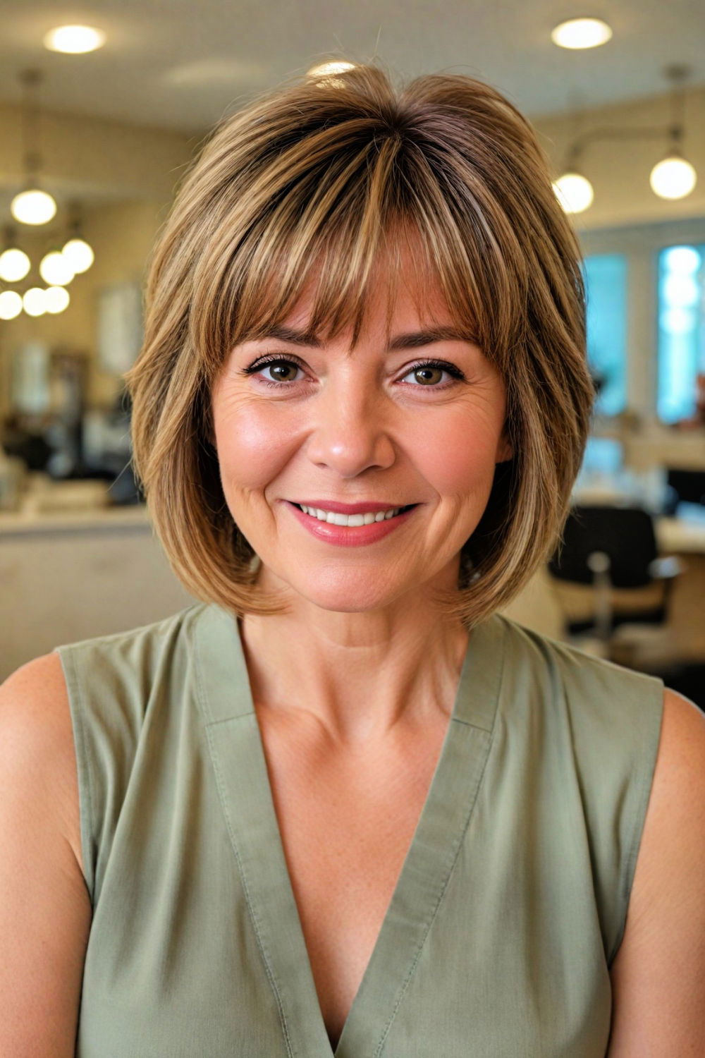 layered bangs hairstyle for women over 60