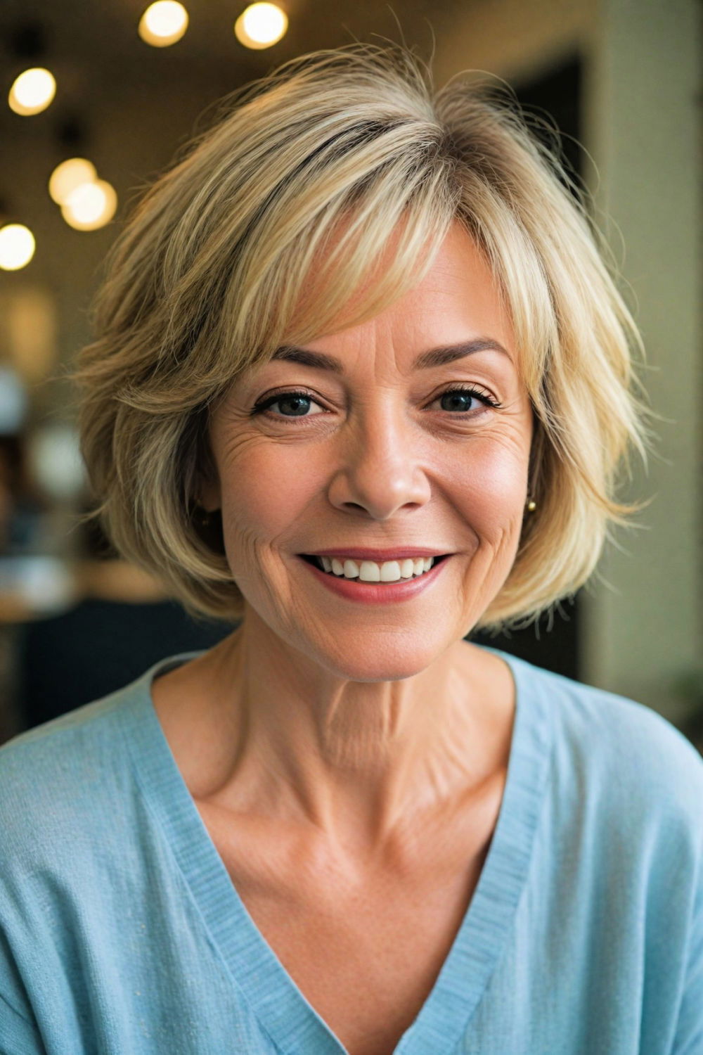 layered bob haircut for women over 70