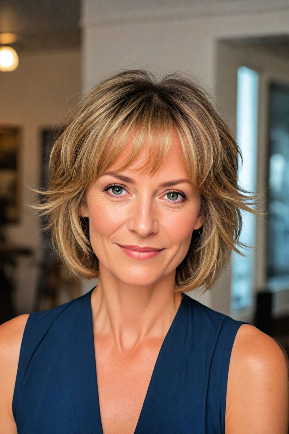 layered bob with bangs hairstyle