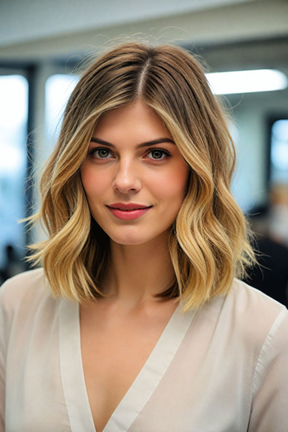 layered lob haircut to enhance natural beauty